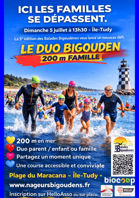 Affiche de la course "Duo Bigouden 200m Famille" le dimanche 5 juillet 2026 à 13h30 - île Tudy
